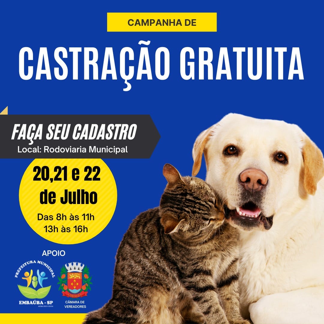 Campanha de castração gratuita - Embaúba