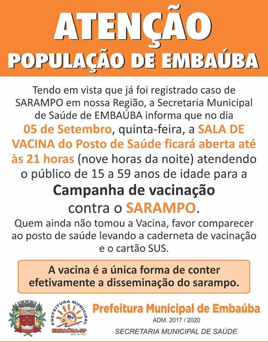 Campanha de Vacinação contra o Sarampo